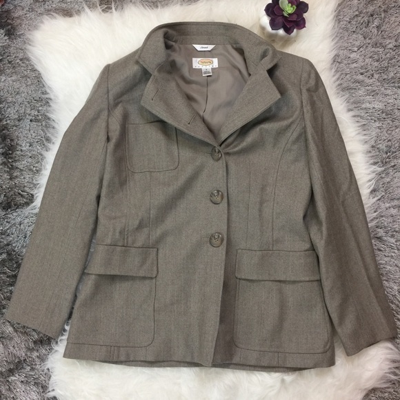 Talbots Jackets & Blazers - Talbots | Gray Wool Stretch Button Blazer Coat